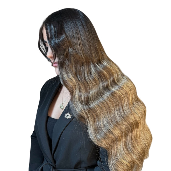 Haarverlängerung mit Bonding Extensions 24A+8A Gesträhnt
