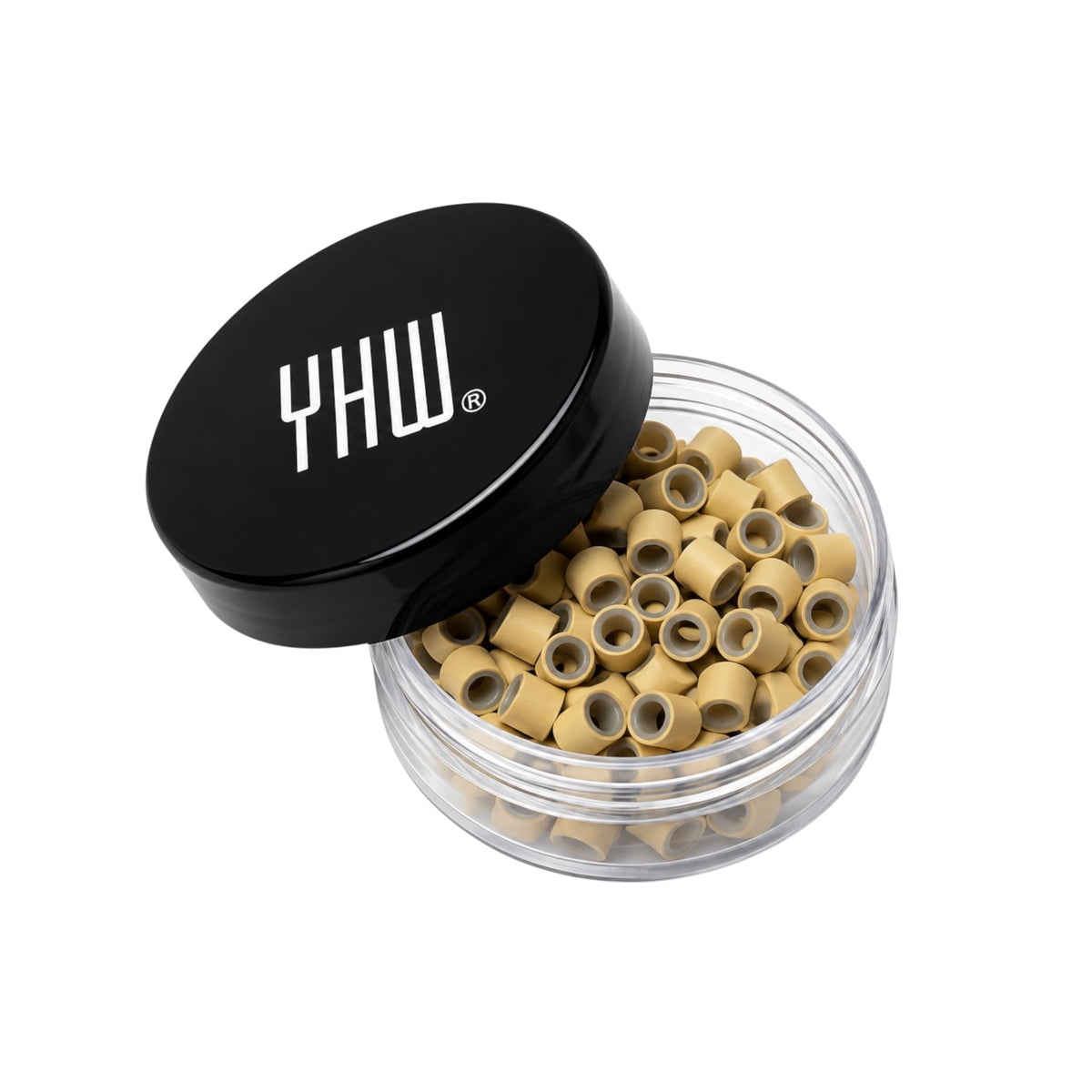 YHW® Your Hair World Micro Rings mit Silikoneinlage in einer transparenten Dose für professionelle Haarverlängerungen