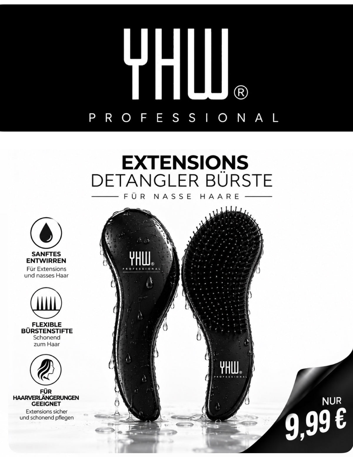 Haarverlängerung Extensions Detangler Bürste für nasse Haare